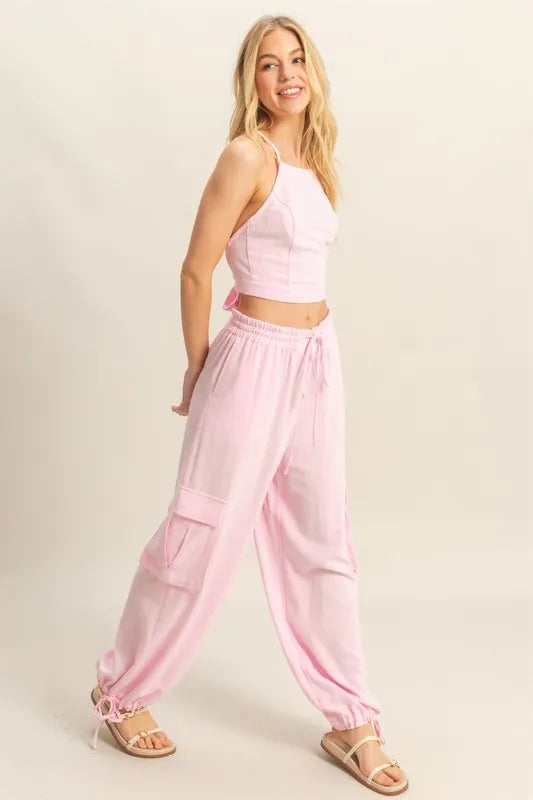 HYFVE Crop Top and Cargo Pants Set – Utility Streetwear Vibes (Ships from USA) - - Crop Top and Cargo Pants Set