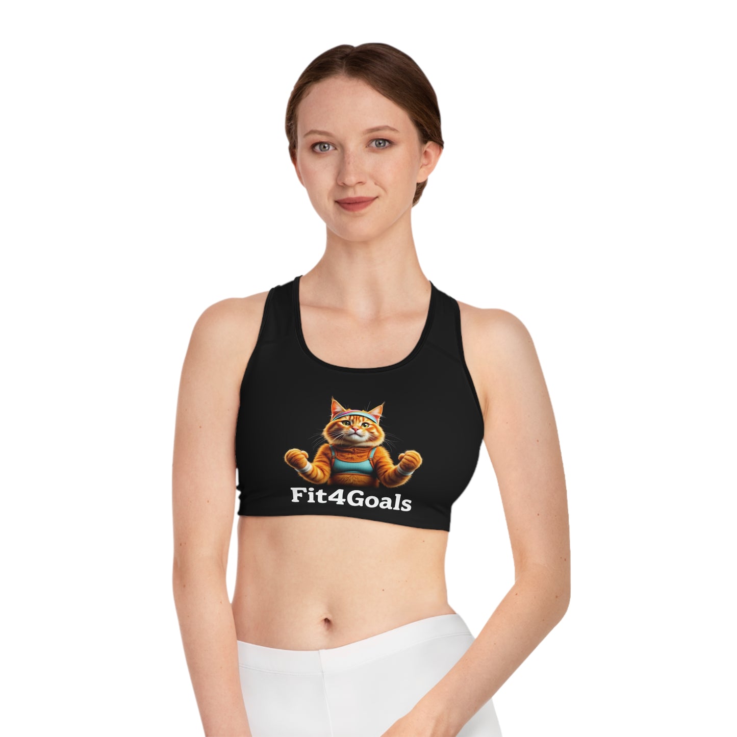 Motivational Cat Sports Bra – Fit4Goals Fitness Wear - - All Over Prints