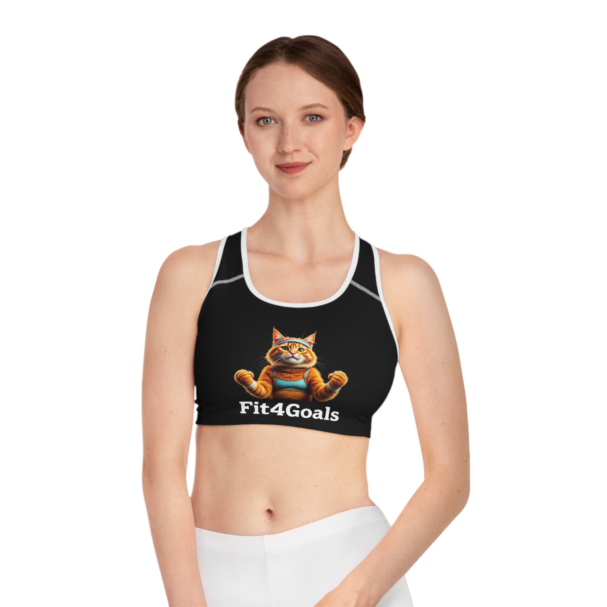Motivational Cat Sports Bra – Fit4Goals Fitness Wear - - All Over Prints