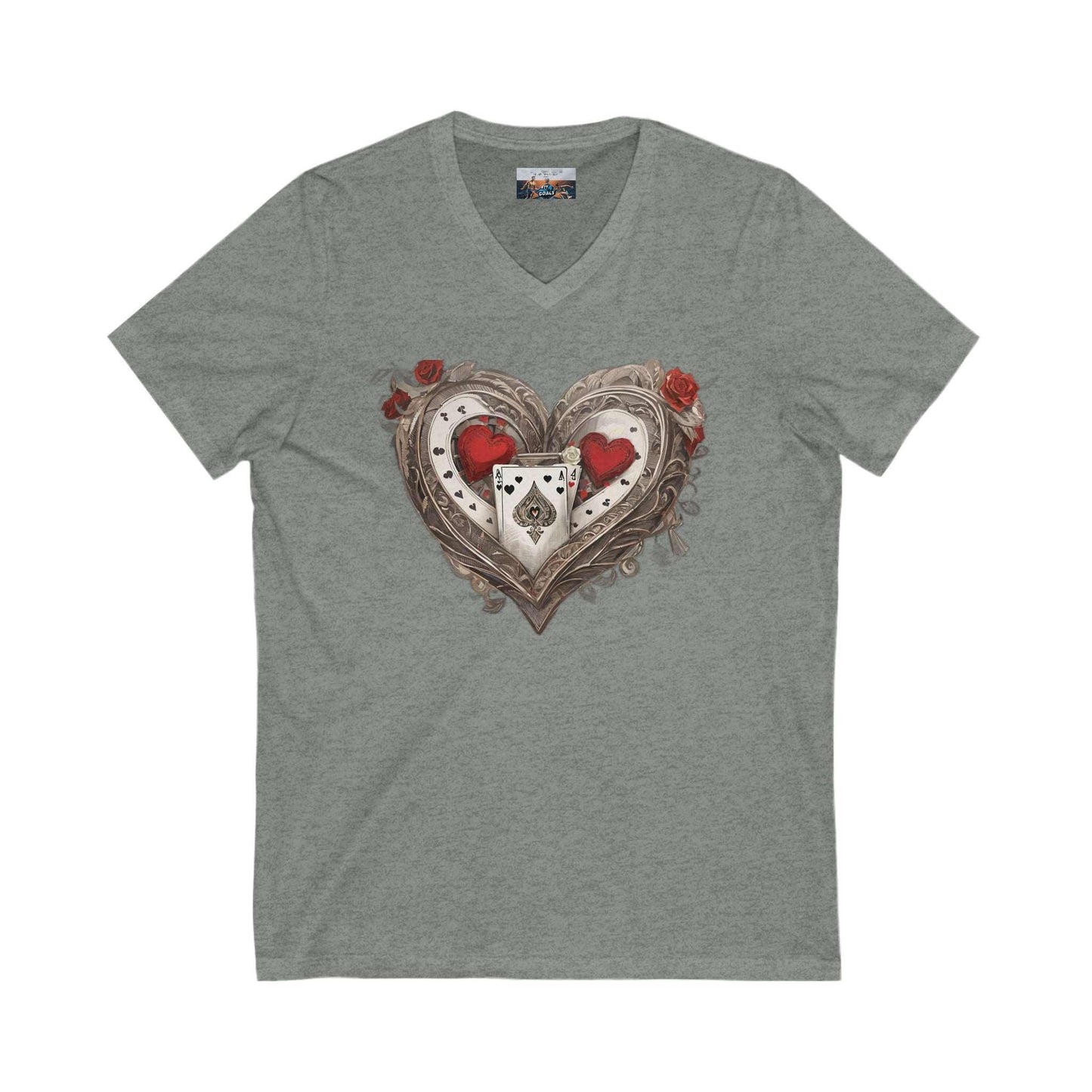 Unisex Jersey Short Sleeve V-Neck Tee - Deep Heather - V-neck