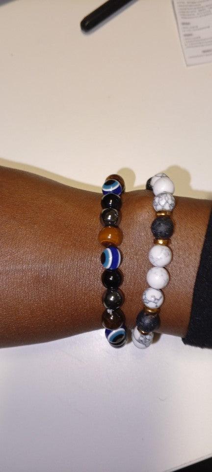 OAIITE Charm Bracelet: Turkish Evil Eye, Tiger Eye & Hematite Healing Jewelry - - accessories