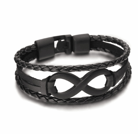 Lucky figure 8 leather bracelet bracelet - Black black - bracelet