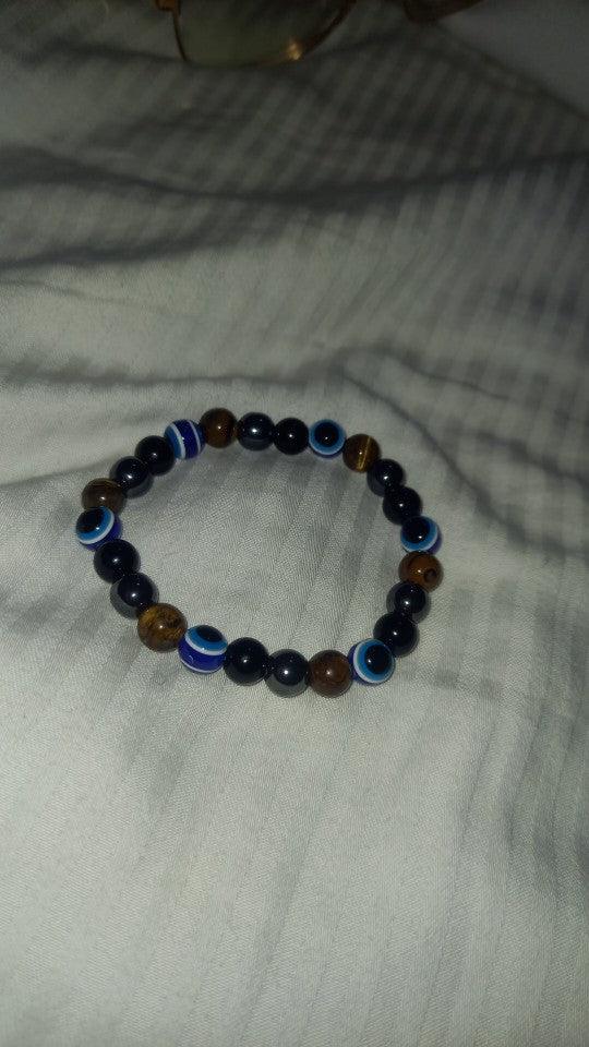 OAIITE Charm Bracelet: Turkish Evil Eye, Tiger Eye & Hematite Healing Jewelry - - accessories