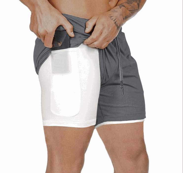 Pocket Compression Shorts - Gray - menswear