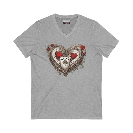 Unisex Jersey Short Sleeve V-Neck Tee - Athletic Heather - V-neck