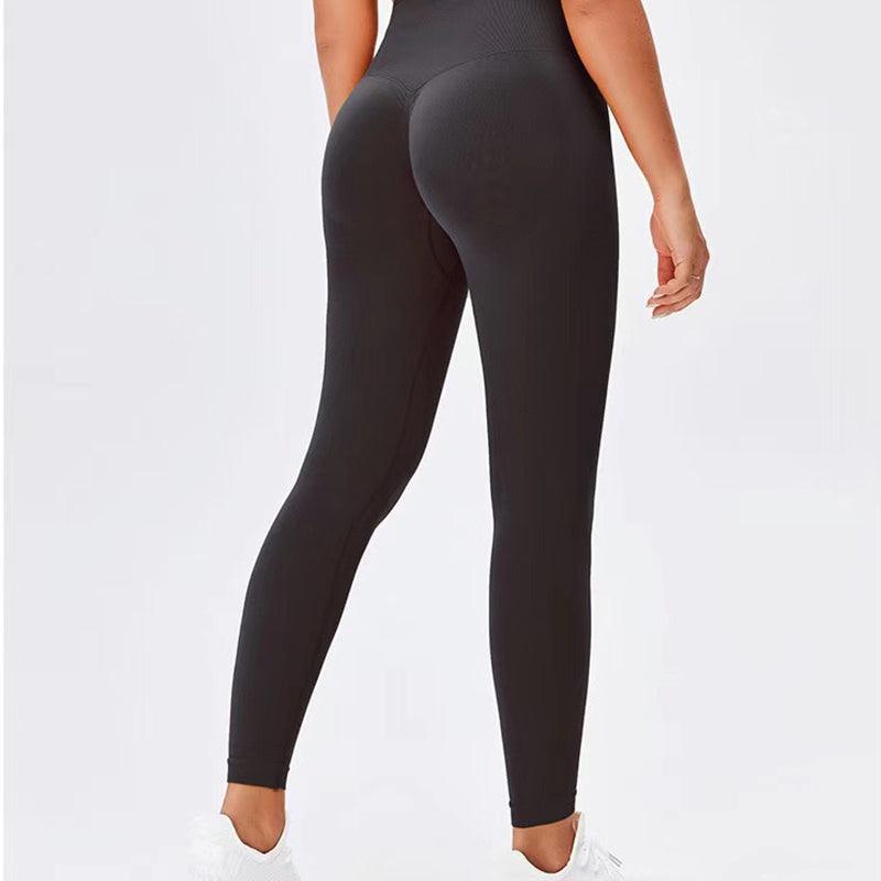 Seamless Leggings Yoga Pants Tummy Control Workout Running Yoga Leggings For Women - BLACK L - leggins