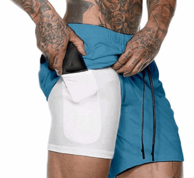 Pocket Compression Shorts - Blue - menswear