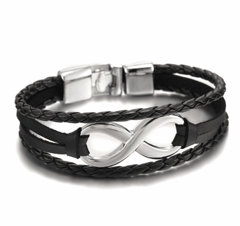Lucky figure 8 leather bracelet bracelet - Black - bracelet