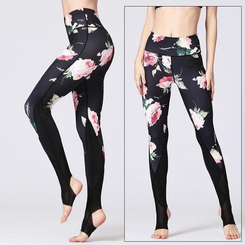 Fit4Goals™ High Waist Yoga Pants - Floral Push Up Leggings for Running - - Leggings