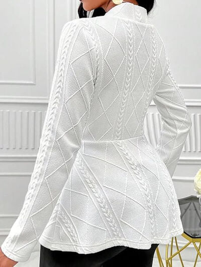 One Button Textured Peplum Cardigan - - Cardigans