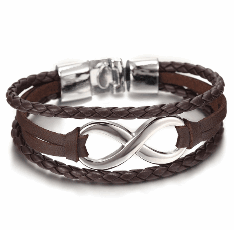 Lucky figure 8 leather bracelet bracelet - Brown - bracelet