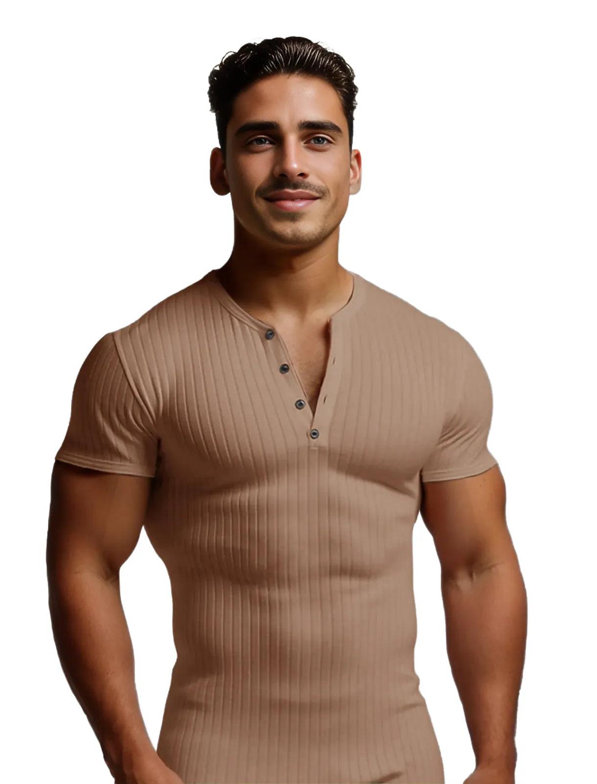 Men's V-Neck Polyester T-shirt for Running and Fitness - - Men's Fashion - Men's Clothing - Tops & Tees - T-Shirts