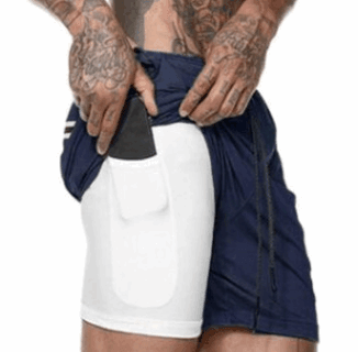 Pocket Compression Shorts - Navy Blue - menswear