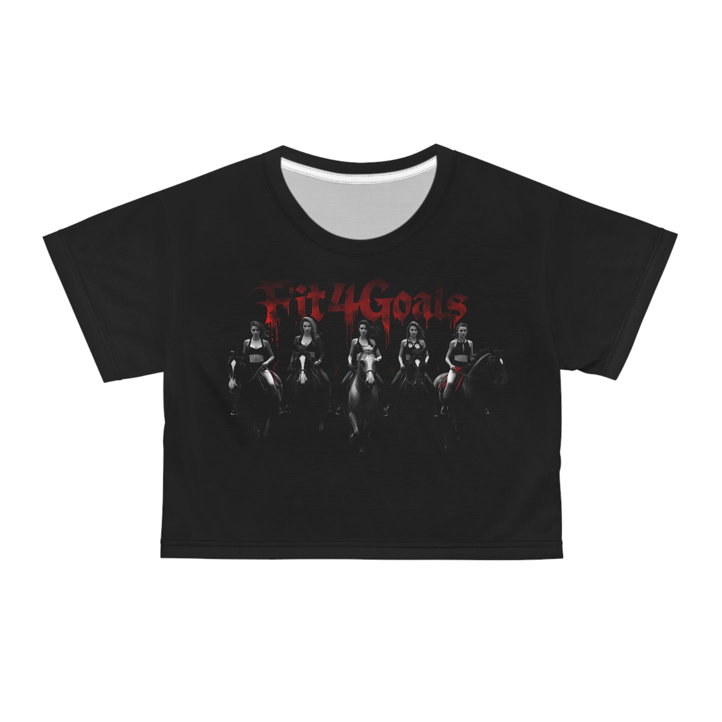 Motivational Crop Tee for Fitness Enthusiasts - 'Fit4Goals' - Black stitching - T-Shirt