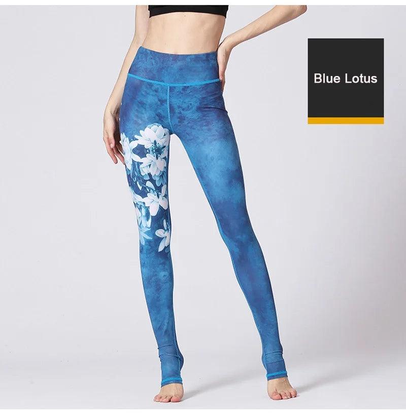 Fit4Goals™ High Waist Yoga Pants - Floral Push Up Leggings for Running - - Leggings