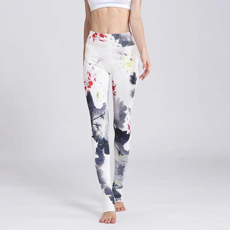 Fit4Goals™ High Waist Yoga Pants - Floral Push Up Leggings for Running - - Leggings