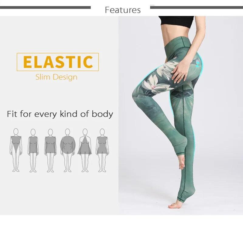 Fit4Goals™ High Waist Yoga Pants - Floral Push Up Leggings for Running - - Leggings