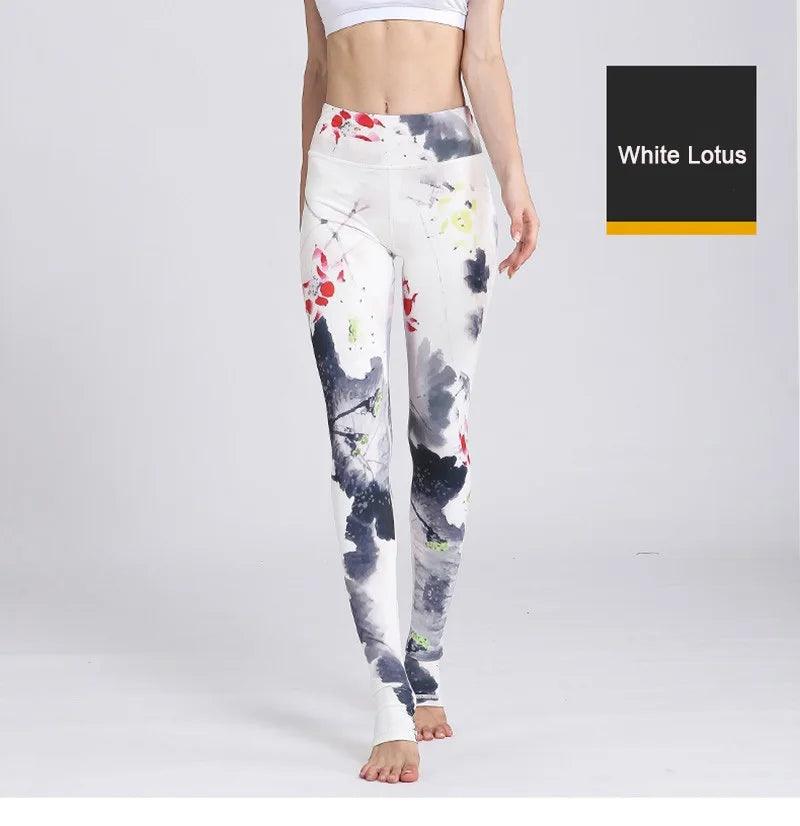 Fit4Goals™ High Waist Yoga Pants - Floral Push Up Leggings for Running - - Leggings