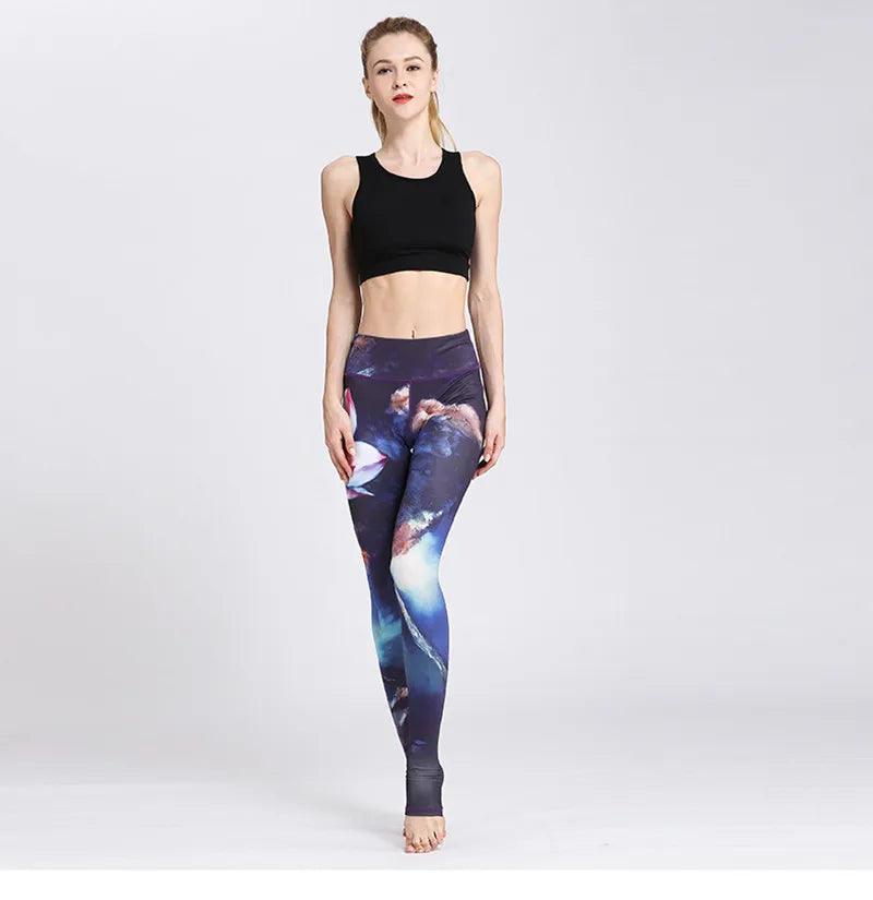 Fit4Goals™ High Waist Yoga Pants - Floral Push Up Leggings for Running - - Leggings