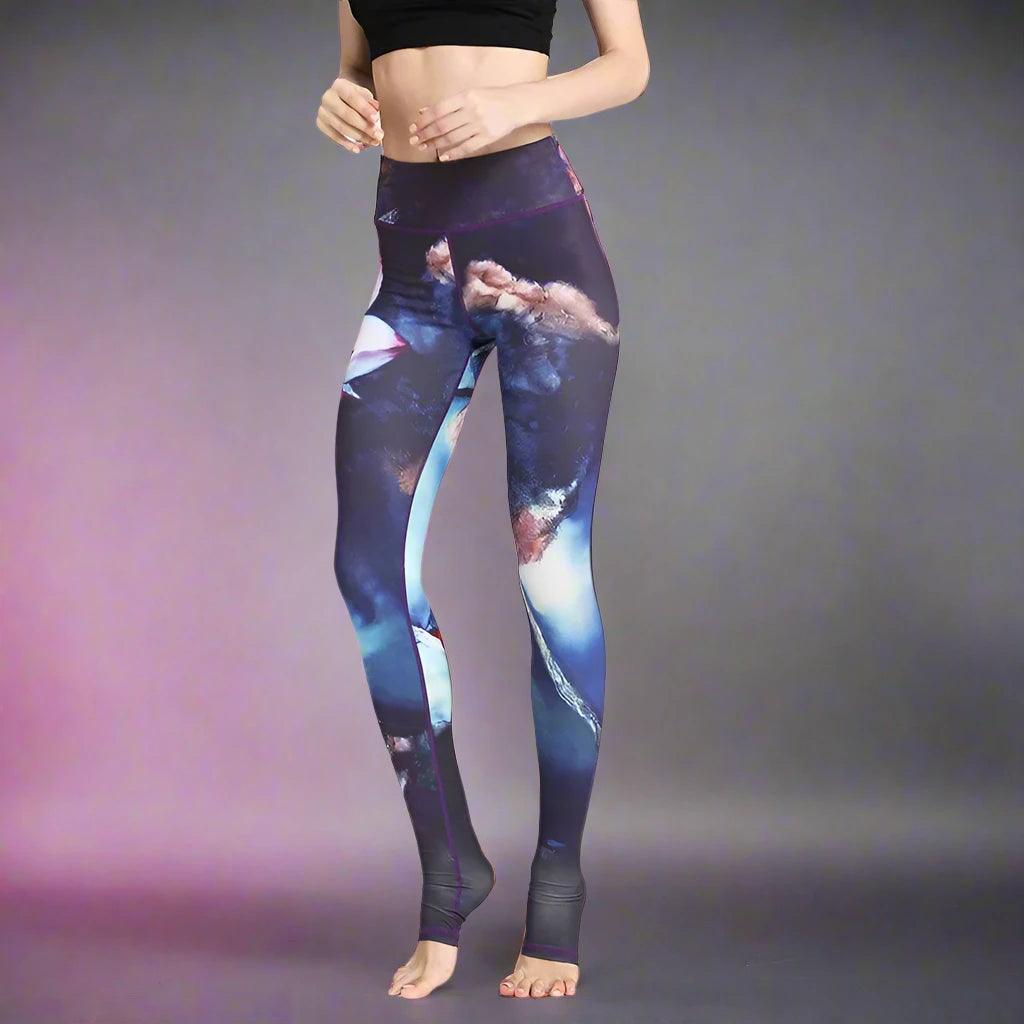 Fit4Goals™ High Waist Yoga Pants - Floral Push Up Leggings for Running - Purple Printing - Leggings