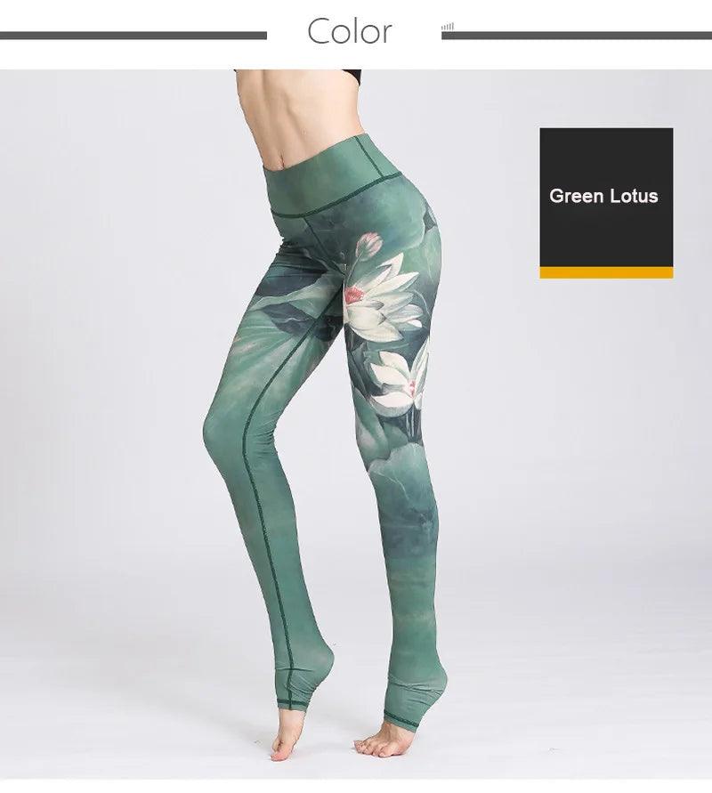 Fit4Goals™ High Waist Yoga Pants - Floral Push Up Leggings for Running - - Leggings