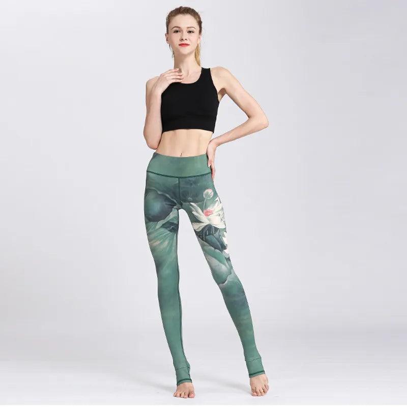 Fit4Goals™ High Waist Yoga Pants - Floral Push Up Leggings for Running - - Leggings