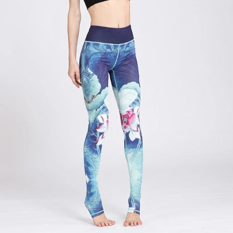 Fit4Goals™ High Waist Yoga Pants - Floral Push Up Leggings for Running - - Leggings