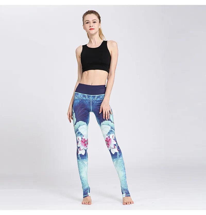 Fit4Goals™ High Waist Yoga Pants - Floral Push Up Leggings for Running - - Leggings