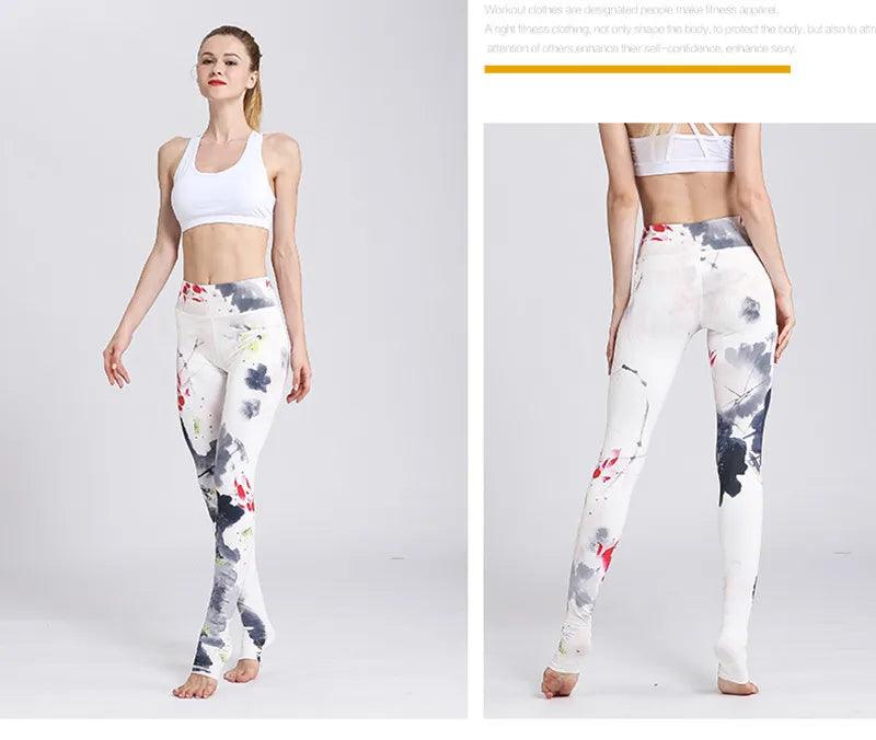 Fit4Goals™ High Waist Yoga Pants - Floral Push Up Leggings for Running - - Leggings