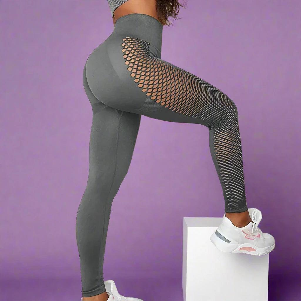 High Waist Push Up Yoga Pants - Fitness Leggings for Gym & Running - GRAY - Leggings