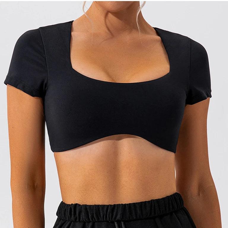 2024 Shockproof Slim Fit Crop Top - black - clothing top