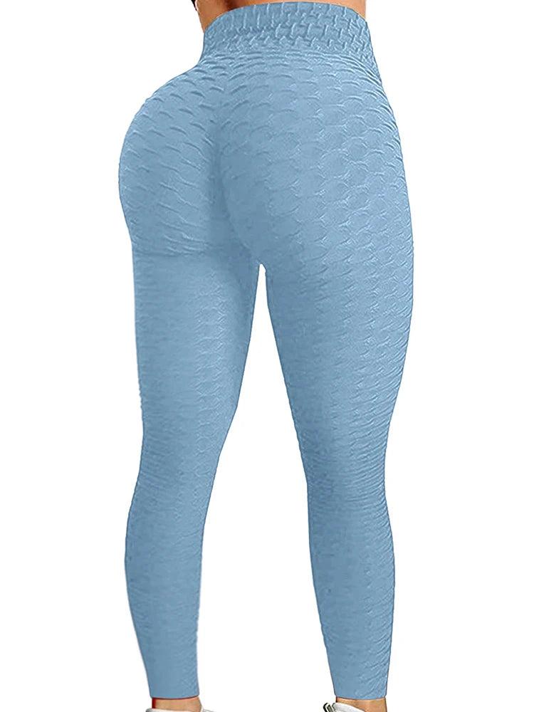 FITTOO High Waist Plus Size Scrunch Leggings (XS-4XL) - Perfect for Fitness and Bodybuilding - Sky Blue United States - LEGGINGS