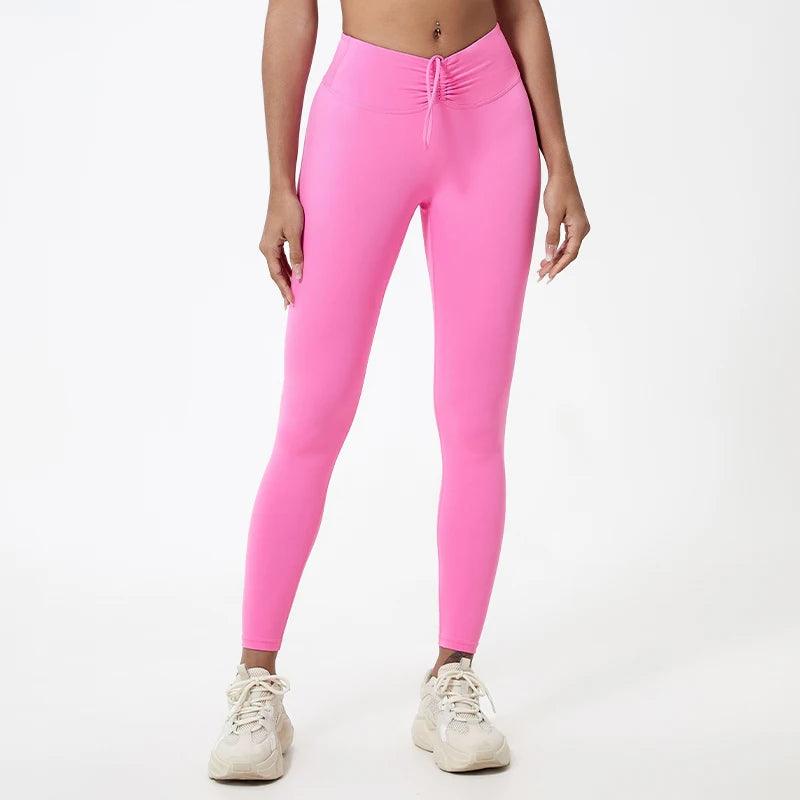 Push Up Booty High Waist Leggings - Women's Fitness & Yoga Tights - Pink - leggings