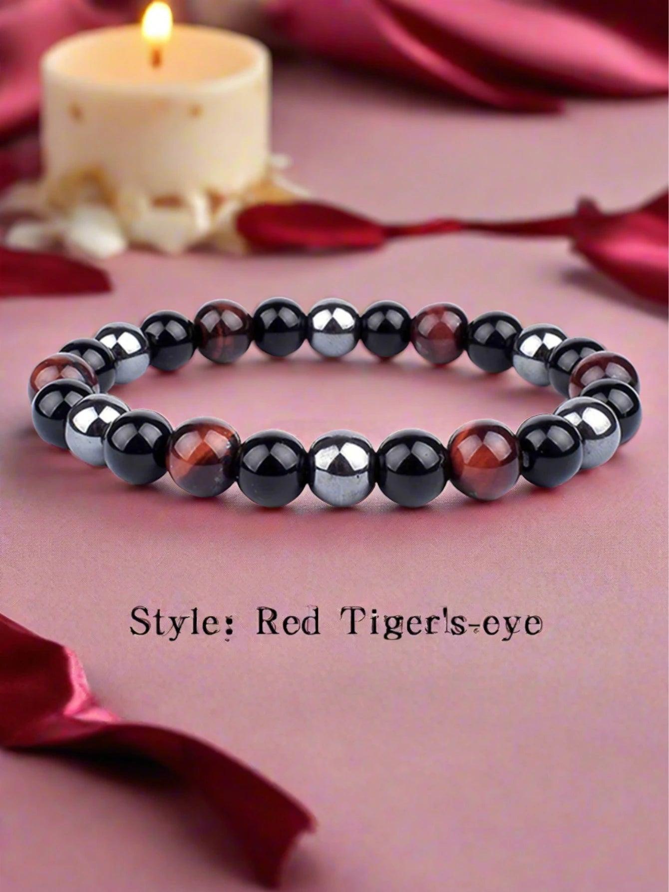 OAIITE Charm Bracelet: Turkish Evil Eye, Tiger Eye & Hematite Healing Jewelry - B - accessories