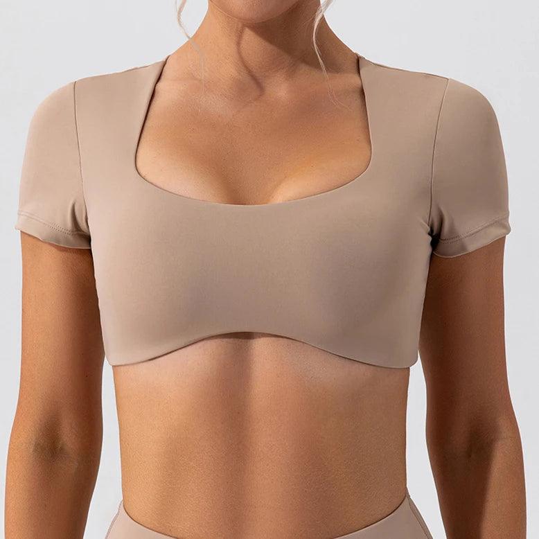 2024 Shockproof Slim Fit Crop Top - camel - clothing top