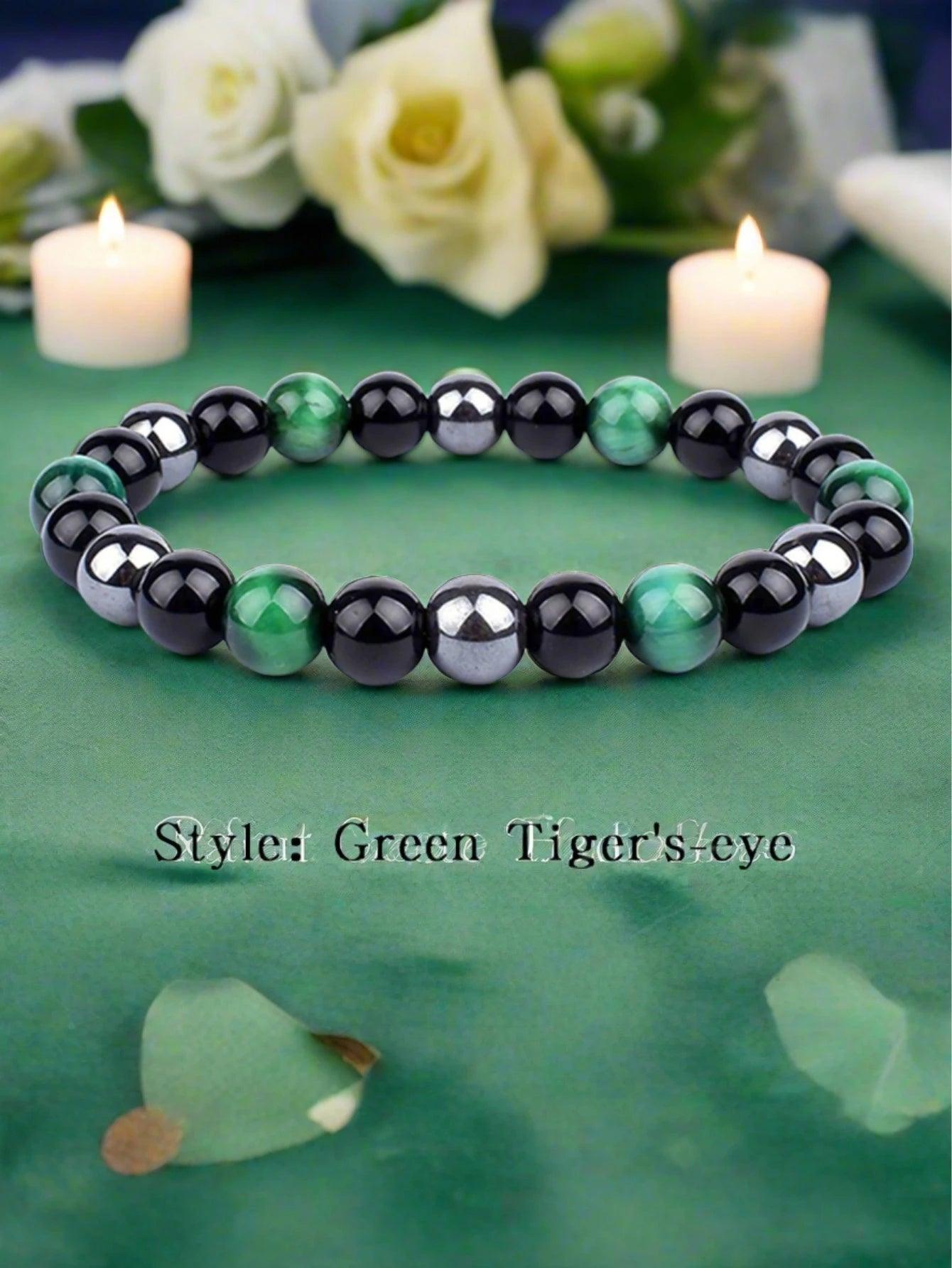OAIITE Charm Bracelet: Turkish Evil Eye, Tiger Eye & Hematite Healing Jewelry - E - accessories
