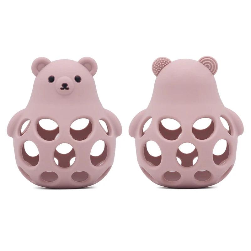 Silicone Baby Teether & Rattle-BPA-Free, Cute Chick Design,0-12 Months - Pink 1 - baby toys