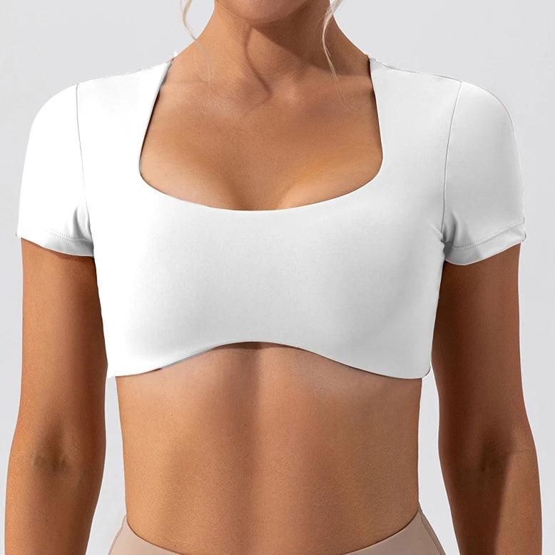 2024 Shockproof Slim Fit Crop Top - white - clothing top