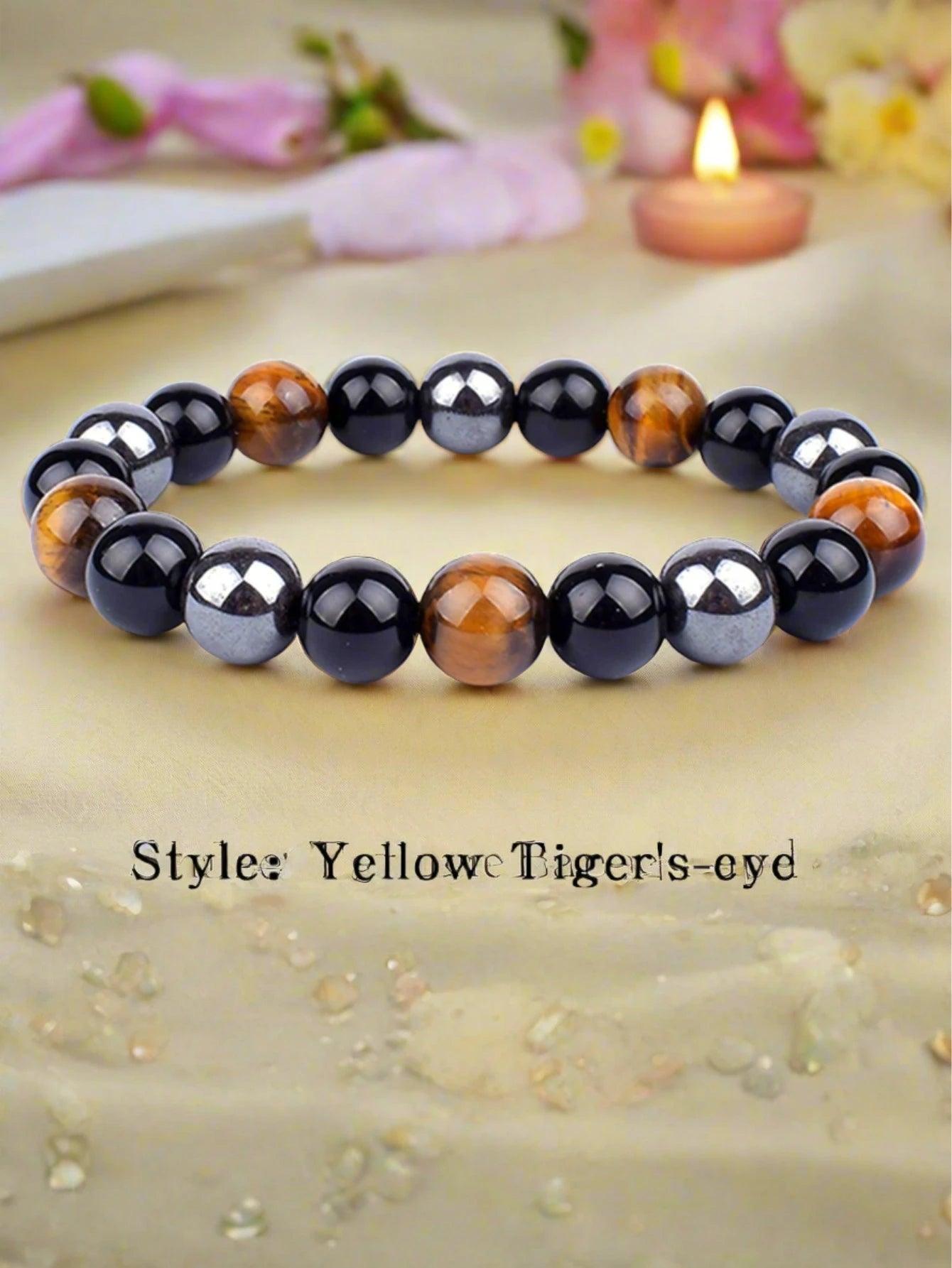 OAIITE Charm Bracelet: Turkish Evil Eye, Tiger Eye & Hematite Healing Jewelry - A - accessories