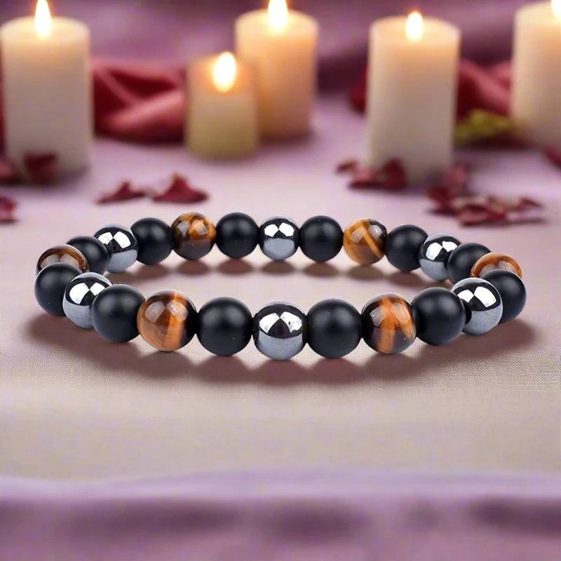 OAIITE Charm Bracelet: Turkish Evil Eye, Tiger Eye & Hematite Healing Jewelry - J - accessories