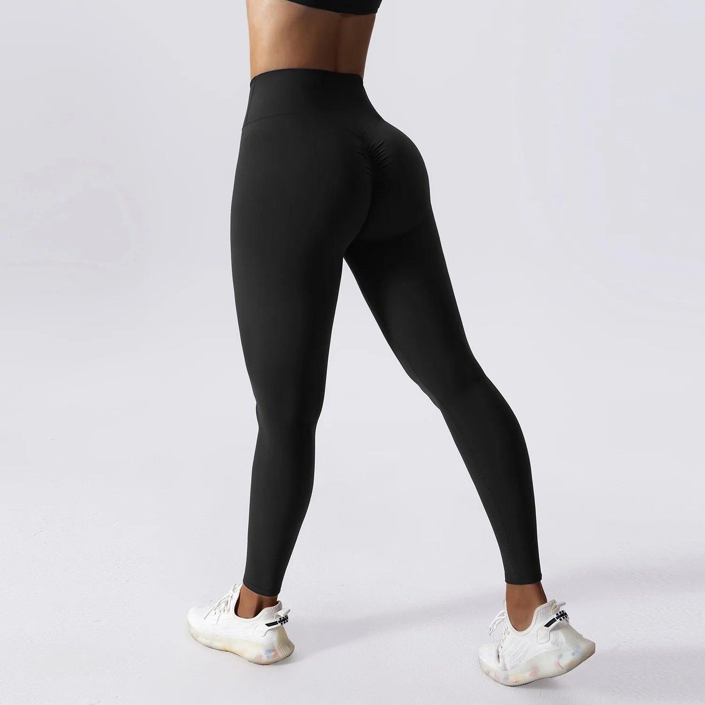 Push Up Booty High Waist Leggings - Women's Fitness & Yoga Tights - Black - leggings