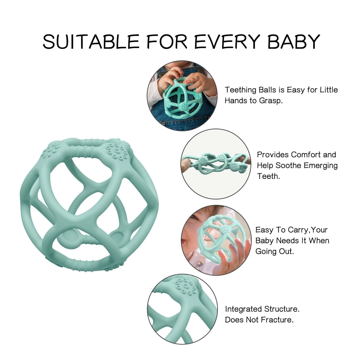 WOLIFE Baby Silicone Teether - Colorful, BPA-Free, Easy-Clean Chewing Toy - -