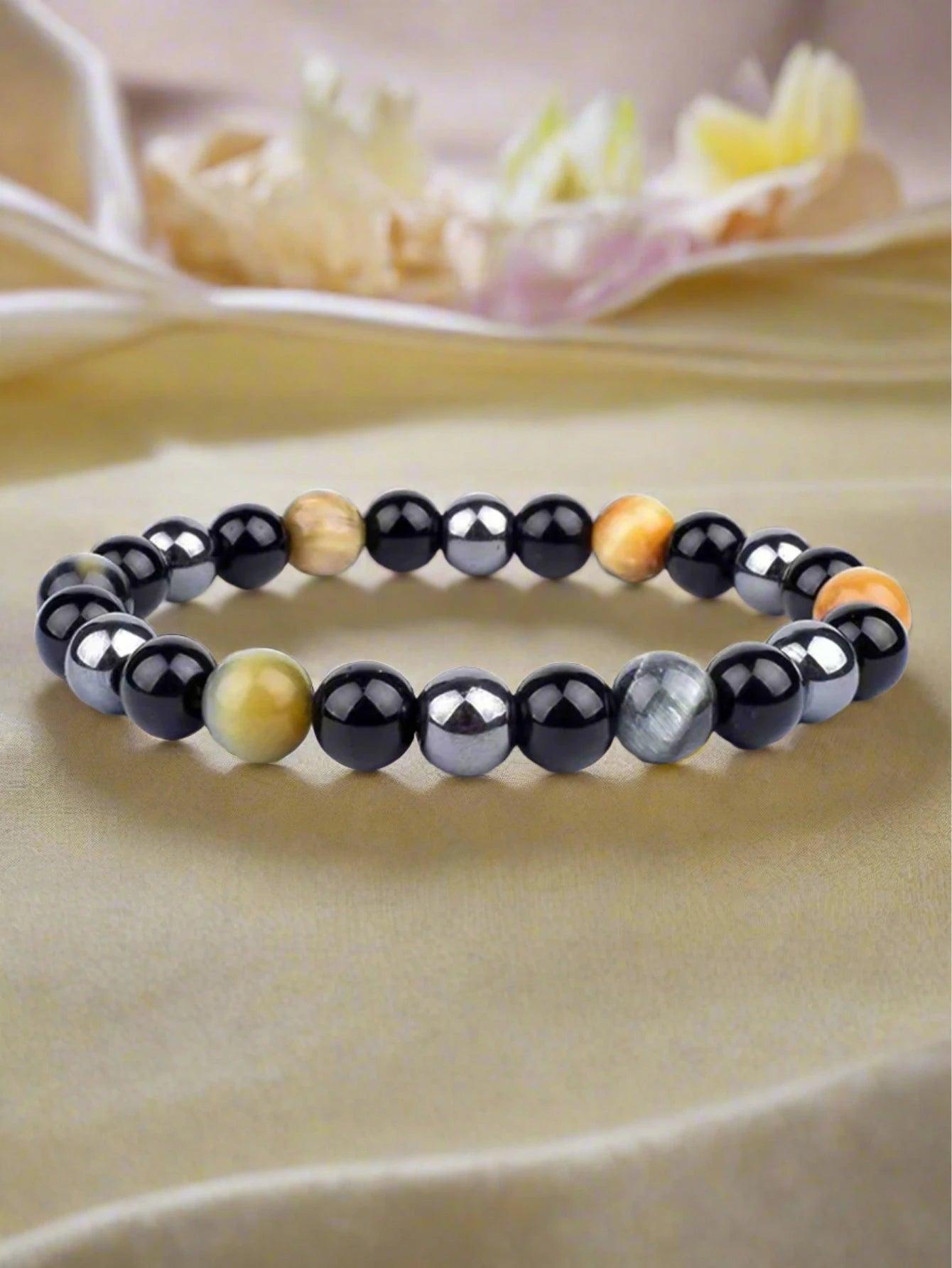 OAIITE Charm Bracelet: Turkish Evil Eye, Tiger Eye & Hematite Healing Jewelry - C - accessories