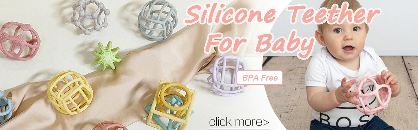 WOLIFE Baby Silicone Teether - Colorful, BPA-Free, Easy-Clean Chewing Toy - -