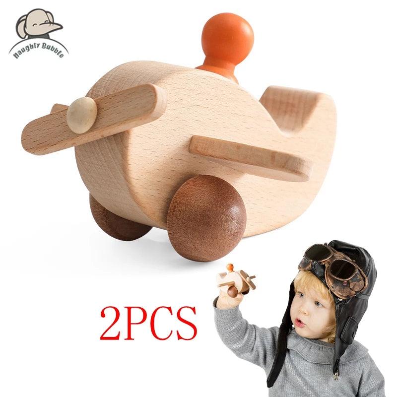 Montessori Wooden Train & Trolley - Educational Baby Toy with Numbers - Little Man Aircraft CHINA - baby toys