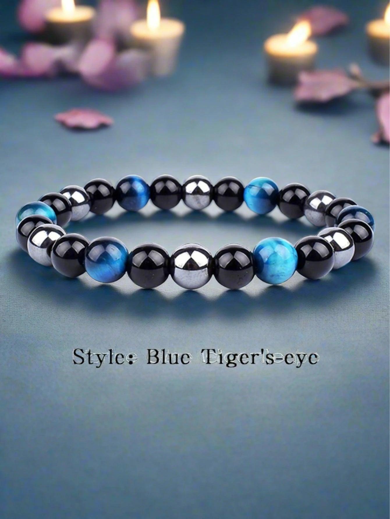 OAIITE Charm Bracelet: Turkish Evil Eye, Tiger Eye & Hematite Healing Jewelry - D - accessories
