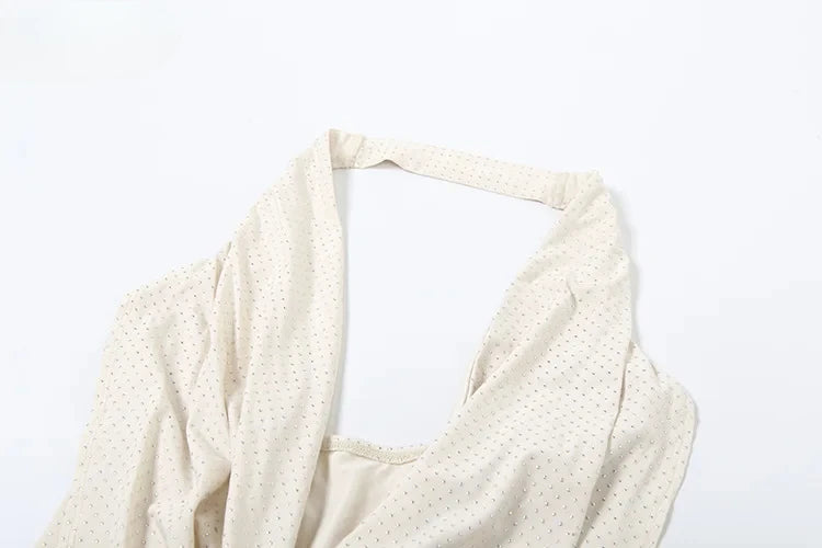 Solid Color Deep V-Neck Mini Dress – Trendy Streetwear Look - - Mini Dress