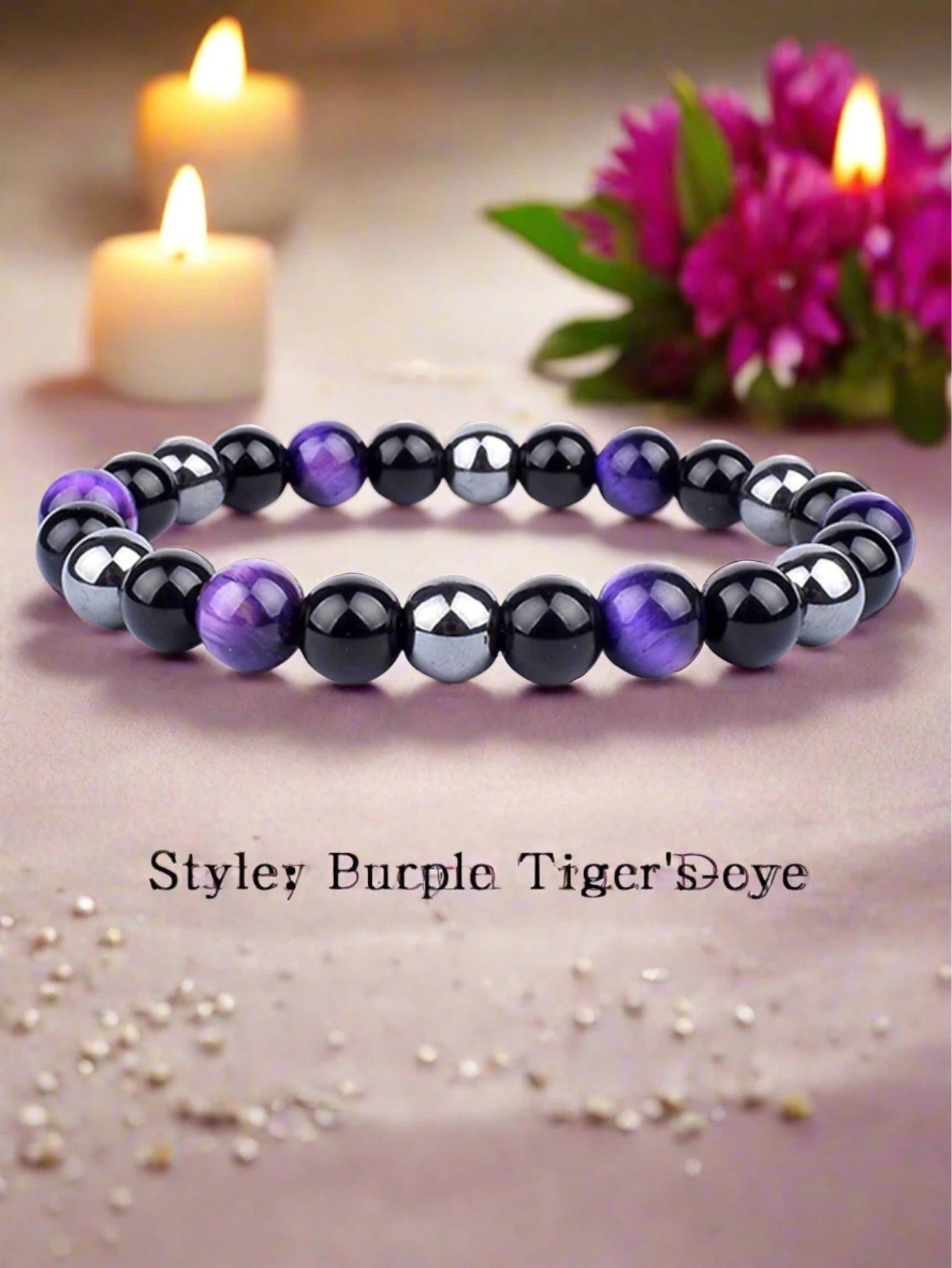 OAIITE Charm Bracelet: Turkish Evil Eye, Tiger Eye & Hematite Healing Jewelry - H - accessories