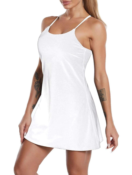 Women's Sports Dress – Built-in Bra, Pockets, and Shorts . - - Activewear Dress