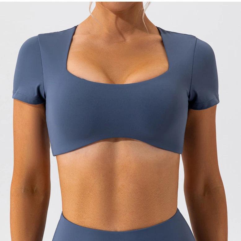 2024 Shockproof Slim Fit Crop Top - navy - clothing top